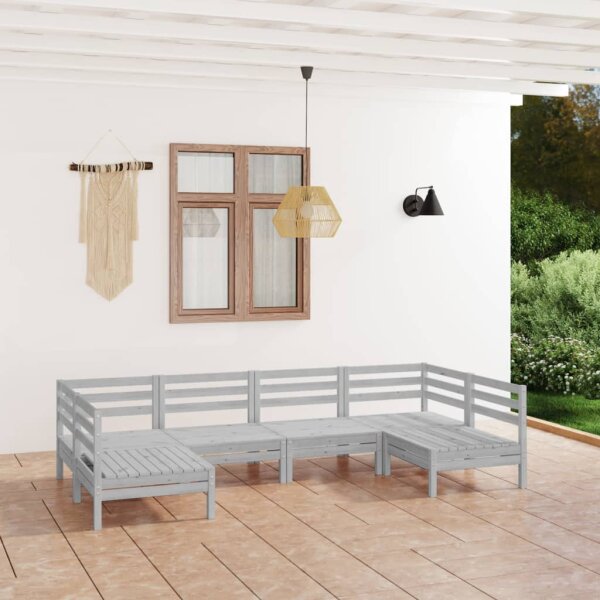 vidaXL 6-tlg. Garten-Lounge-Set Wei&szlig; Massivholz Kiefer