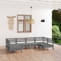 vidaXL 6-tlg. Garten-Lounge-Set Grau Massivholz Kiefer