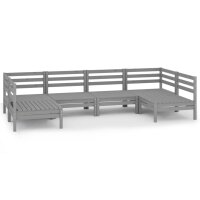 vidaXL 6-tlg. Garten-Lounge-Set Grau Massivholz Kiefer