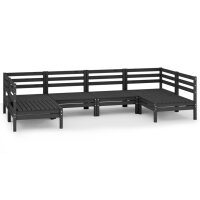 vidaXL 6-tlg. Garten-Lounge-Set Schwarz Massivholz Kiefer