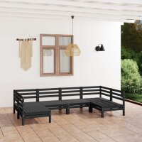 vidaXL 6-tlg. Garten-Lounge-Set Schwarz Massivholz Kiefer