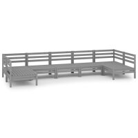 vidaXL 7-tlg. Garten-Lounge-Set Grau Massivholz Kiefer