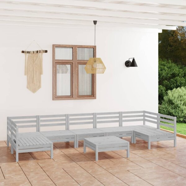 vidaXL 8-tlg. Garten-Lounge-Set Wei&szlig; Massivholz Kiefer