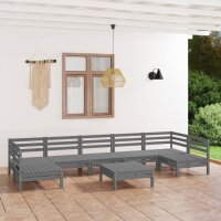 vidaXL 8-tlg. Garten-Lounge-Set Grau Massivholz Kiefer