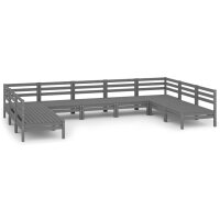 vidaXL 9-tlg. Garten-Lounge-Set Grau Massivholz Kiefer