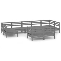 vidaXL 9-tlg. Garten-Lounge-Set Grau Massivholz Kiefer