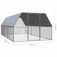 vidaXL Outdoor-H&uuml;hnerk&auml;fig 3x6x2 m Verzinkter Stahl