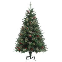 vidaXL Weihnachtsbaum mit LEDs &amp; Kiefernzapfen Gr&uuml;n 120 cm PVC &amp; PE