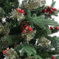 vidaXL Weihnachtsbaum mit LEDs &amp; Kiefernzapfen Gr&uuml;n 120 cm PVC &amp; PE