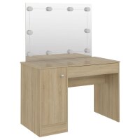 vidaXL Schminktisch mit LED-Beleuchtung 110x55x145 cm MDF Eichen-Optik