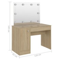 vidaXL Schminktisch mit LED-Beleuchtung 110x55x145 cm MDF Eichen-Optik