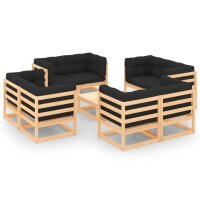 vidaXL 9-tlg. Garten-Lounge-Set mit Kissen Kiefer Massivholz