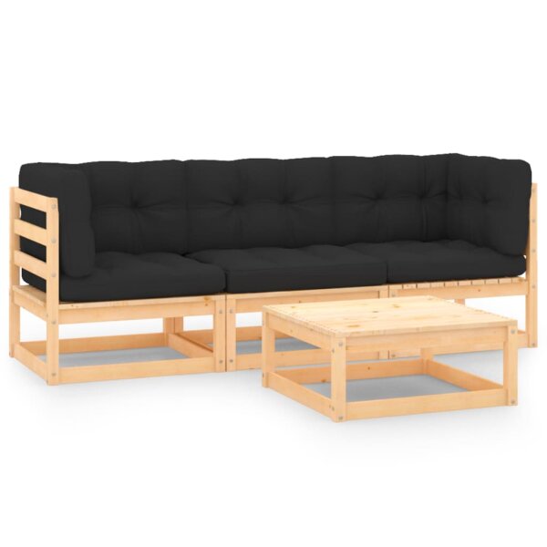 vidaXL 4-tlg. Garten-Lounge-Set mit Kissen Kiefer Massivholz