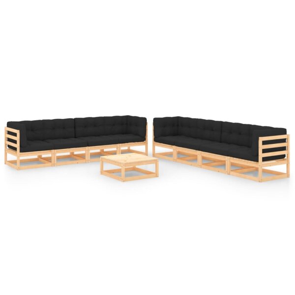 vidaXL 9-tlg. Garten-Lounge-Set mit Kissen Kiefer Massivholz