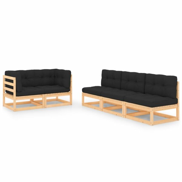 vidaXL 5-tlg. Garten-Lounge-Set mit Kissen Kiefer Massivholz