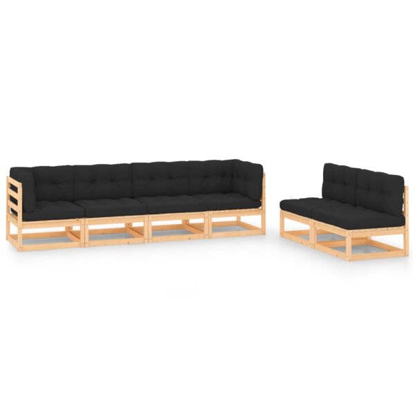 vidaXL 6-tlg. Garten-Lounge-Set mit Kissen Kiefer Massivholz