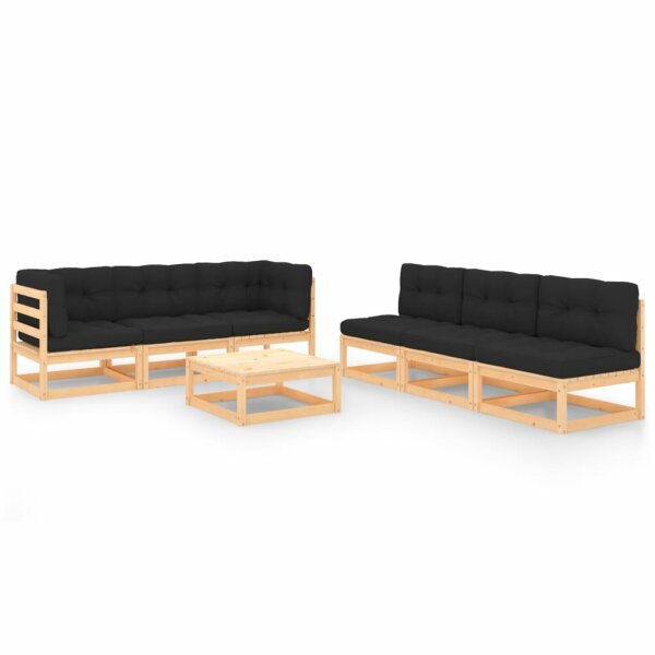 vidaXL 7-tlg. Garten-Lounge-Set mit Kissen Kiefer Massivholz