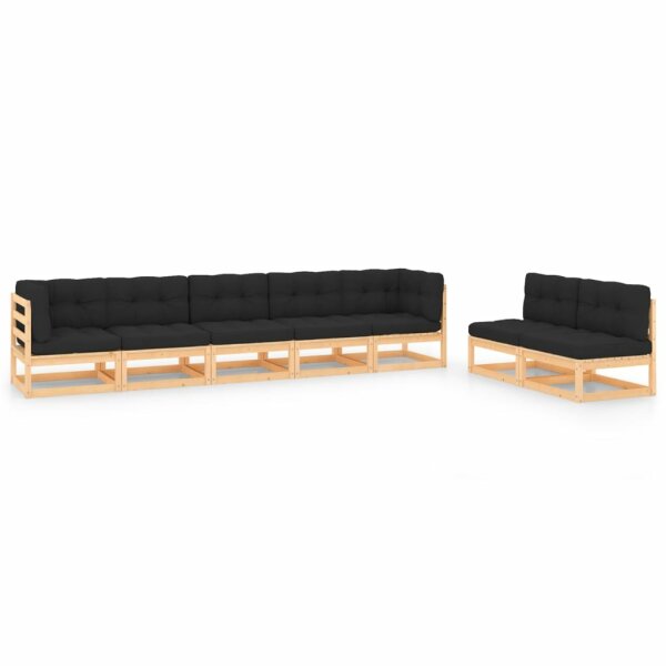 vidaXL 7-tlg. Garten-Lounge-Set mit Kissen Kiefer Massivholz