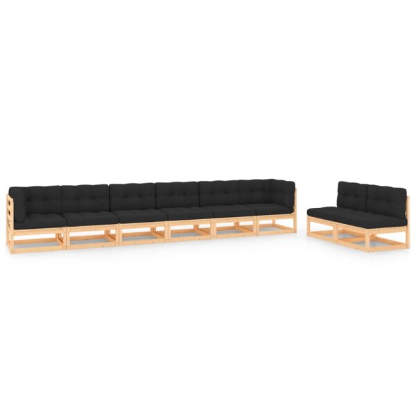 vidaXL 8-tlg. Garten-Lounge-Set mit Kissen Kiefer Massivholz