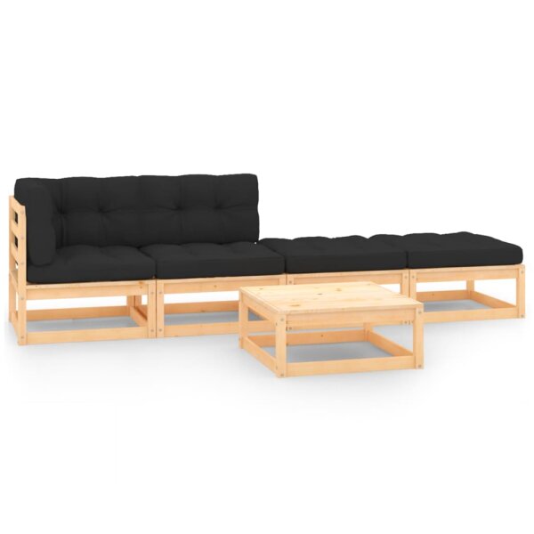 vidaXL 5-tlg. Garten-Lounge-Set mit Kissen Kiefer Massivholz