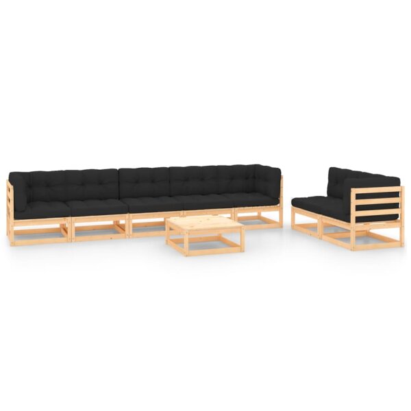 vidaXL 8-tlg. Garten-Lounge-Set mit Kissen Kiefer Massivholz