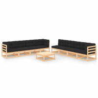 vidaXL 9-tlg. Garten-Lounge-Set mit Kissen Massivholz Kiefer