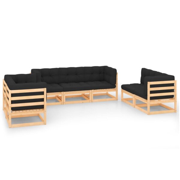 vidaXL 7-tlg. Garten-Lounge-Set mit Kissen Kiefer Massivholz