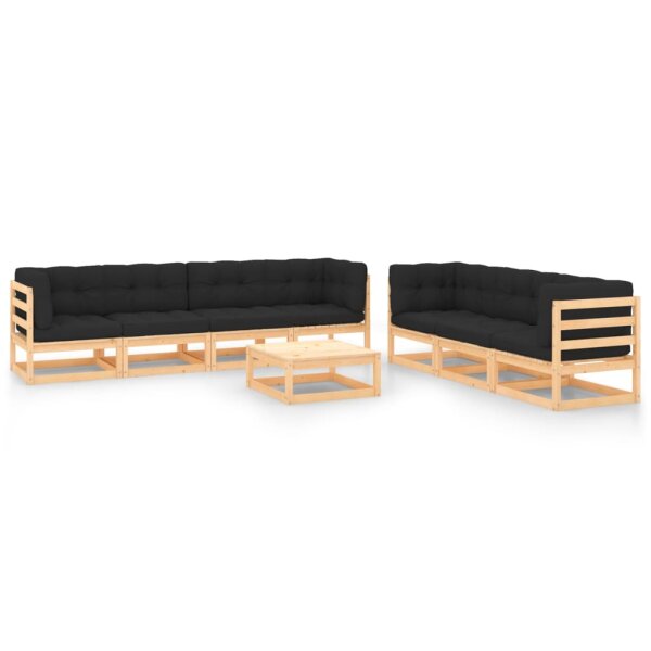 vidaXL 8-tlg. Garten-Lounge-Set mit Kissen Kiefer Massivholz