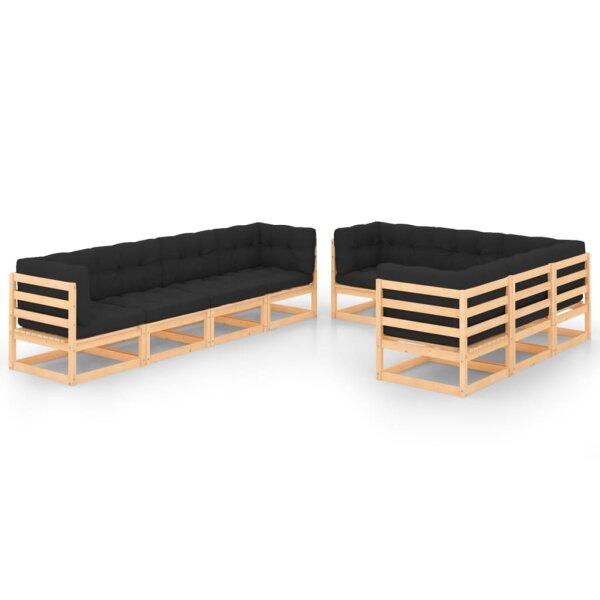 vidaXL 9-tlg. Garten-Lounge-Set mit Kissen Kiefer Massivholz