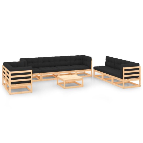 vidaXL 10-tlg. Garten-Lounge-Set mit Kissen Kiefer Massivholz