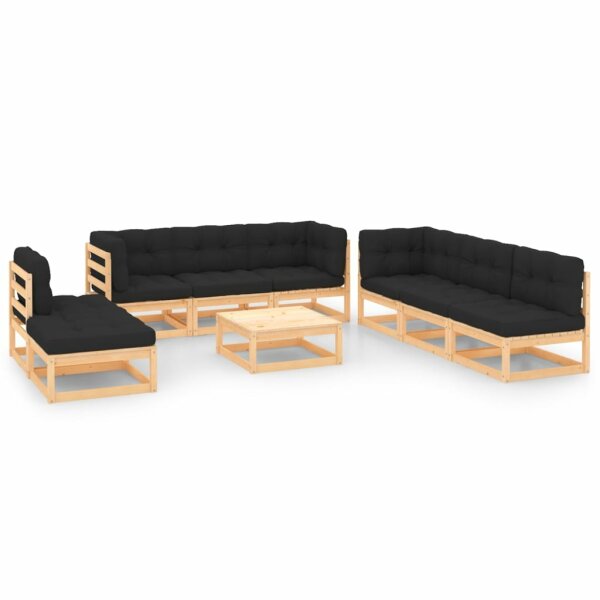 vidaXL 9-tlg. Garten-Lounge-Set mit Kissen Kiefer Massivholz