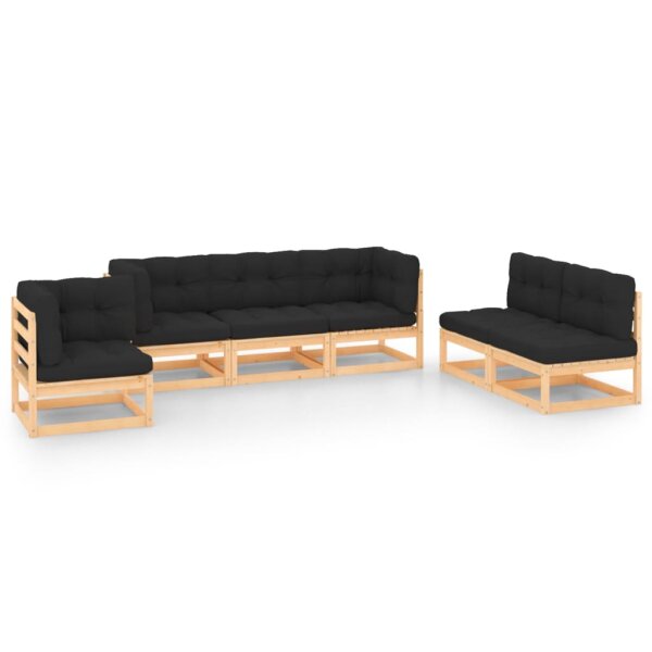 vidaXL 6-tlg. Garten-Lounge-Set mit Kissen Kiefer Massivholz