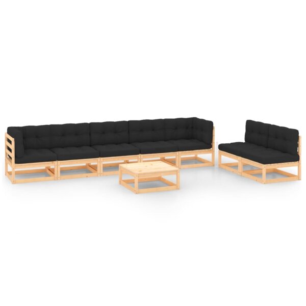 vidaXL 8-tlg. Garten-Lounge-Set mit Kissen Kiefer Massivholz