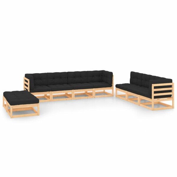 vidaXL 9-tlg. Garten-Lounge-Set mit Kissen Massivholz Kiefer