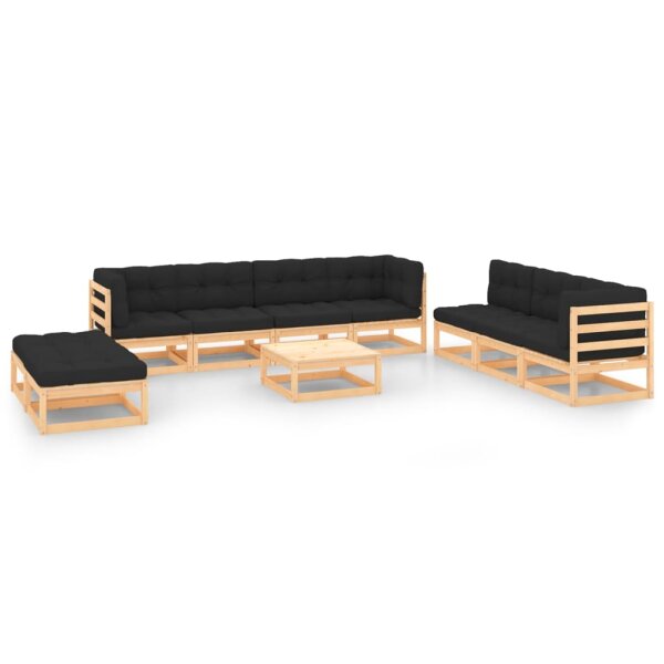 vidaXL 10-tlg. Garten-Lounge-Set mit Kissen Kiefer Massivholz