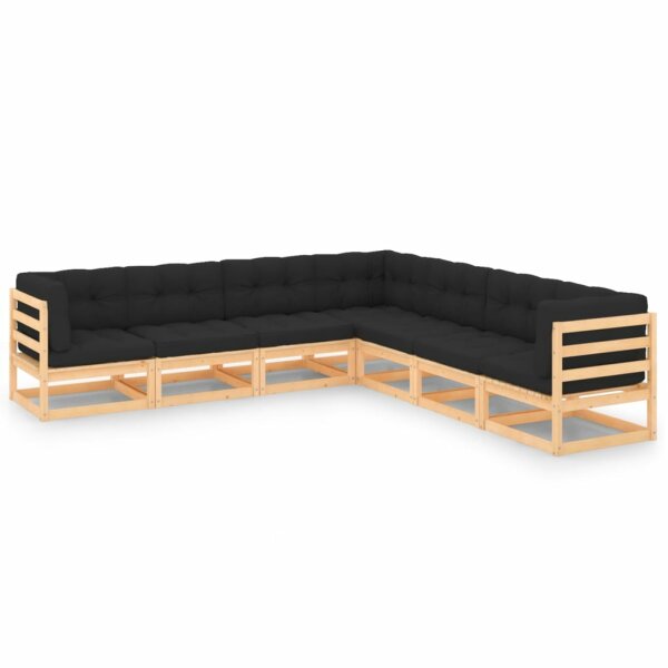 vidaXL 7-tlg. Garten-Lounge-Set mit Kissen Kiefer Massivholz