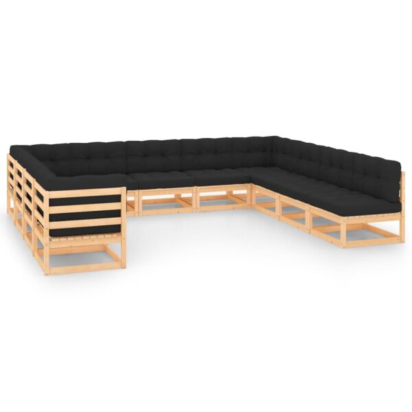 vidaXL 11-tlg. Garten-Lounge-Set mit Kissen Kiefer Massivholz