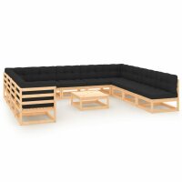 vidaXL 12-tlg. Garten-Lounge-Set mit Kissen Kiefer Massivholz