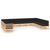 vidaXL 12-tlg. Garten-Lounge-Set mit Kissen Kiefer Massivholz