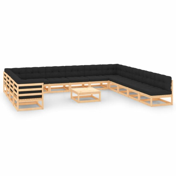 vidaXL 14-tlg. Garten-Lounge-Set mit Kissen Kiefer Massivholz