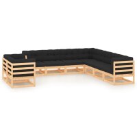 vidaXL 9-tlg. Garten-Lounge-Set mit Kissen Kiefer Massivholz