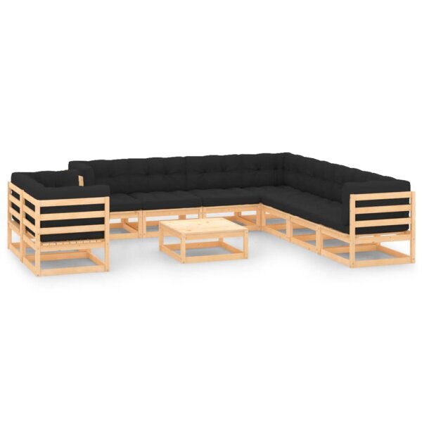 vidaXL 10-tlg. Garten-Lounge-Set mit Kissen Kiefer Massivholz