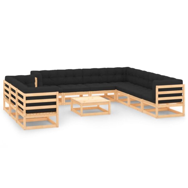 vidaXL 11-tlg. Garten-Lounge-Set mit Anthrazit Kissen Kiefernholz