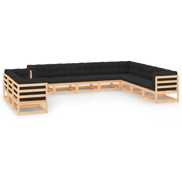 vidaXL 11-tlg. Garten-Lounge-Set mit Kissen Kiefer Massivholz