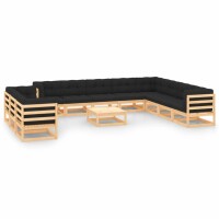 vidaXL 12-tlg. Garten-Lounge-Set mit Kissen Kiefer Massivholz