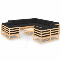 vidaXL 12-tlg. Garten-Lounge-Set mit Kissen Kiefer Massivholz