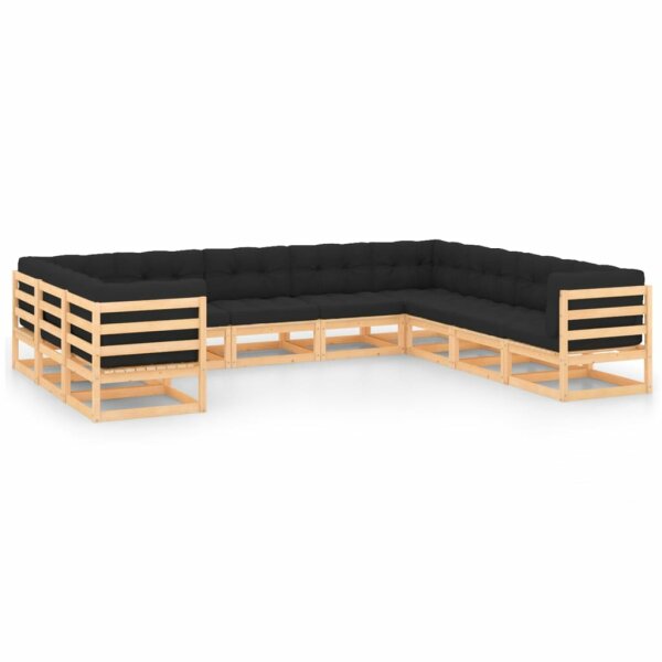 vidaXL 10-tlg. Garten-Lounge-Set mit Kissen Kiefer Massivholz