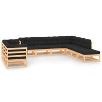 vidaXL 10-tlg. Garten-Lounge-Set mit Kissen Massivholz...