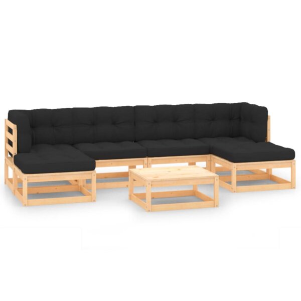 vidaXL 7-tlg. Garten-Lounge-Set mit Kissen Kiefer Massivholz