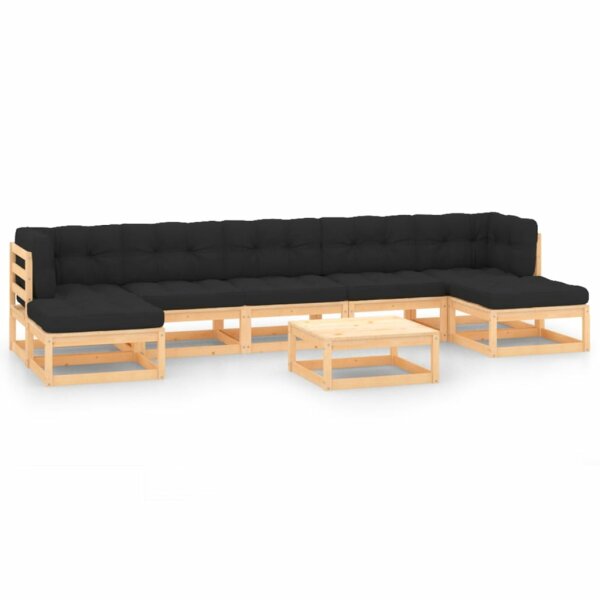 vidaXL 8-tlg. Garten-Lounge-Set mit Kissen Massivholz Kiefer